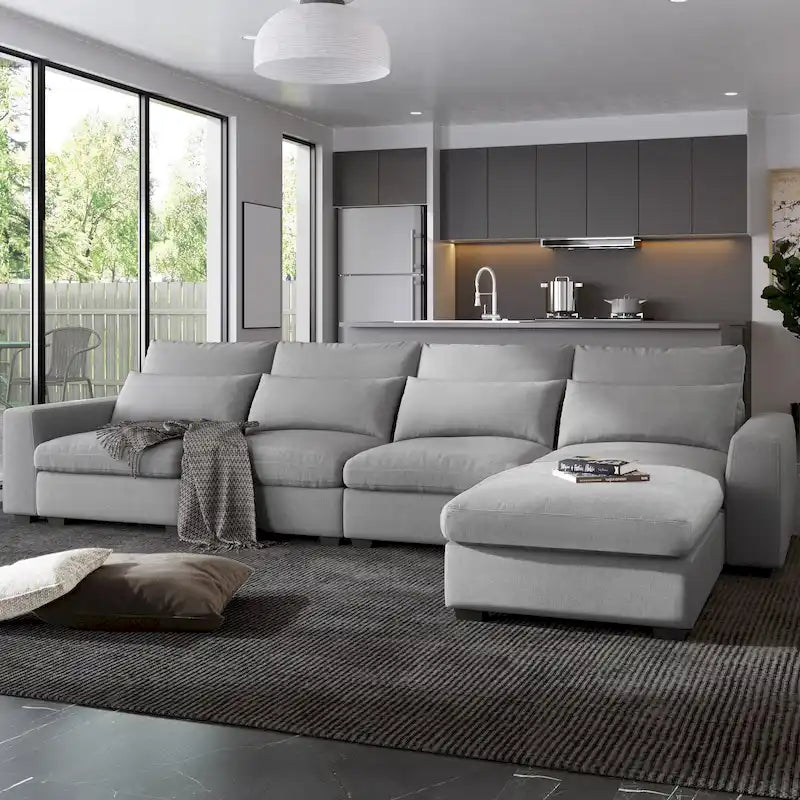 Modern L-Shape Sectional Sofa with Reversible Chaise