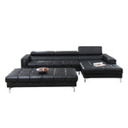 Bobkona Hayden Bonded Leather 2-Pcs Sectional Sofa Loveseat with Adjustable Back. Ottoman included