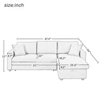 Upholstery Sleeper Sectional Sofa Grey with Storage Space, 2 Tossing Cushions