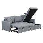 Upholstery Sleeper Sectional Sofa Grey with Storage Space, 2 Tossing Cushions