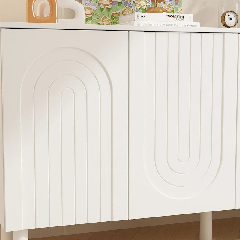 Storage Sideboard Cabinet with 4 Doors Buffet Sideboard End Table - 63.2W