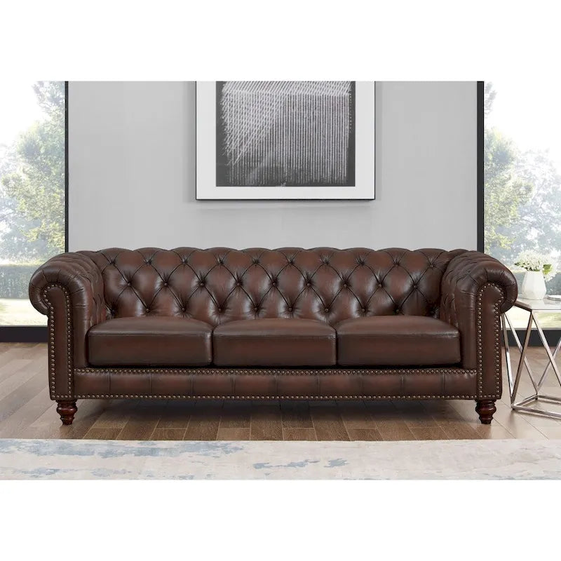 Hydeline Alton Bay Top Grain Leather Chesterfield Sofa